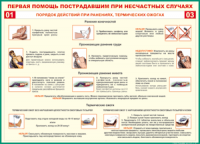 Таблица "Порядок действий при ранениях и термических ожогах" (100х140 сантиметров, винил) - fgospostavki.ru - Верхняя Пышма