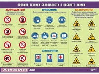 Таблица демонстрационная "Правила техники безопасности в кабинете химии" (винил 100х140) - fgospostavki.ru - Верхняя Пышма