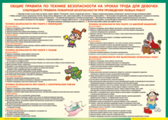 Таблица "Правила безопасности на уроках труда для девочек" (100х140 сантиметров, винил) - fgospostavki.ru - Верхняя Пышма