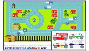 Игровой коврик "Дорожное движение - 3" с набором транспортных средств - fgospostavki.ru - Верхняя Пышма