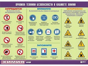 Таблица демонстрационная "Правила техники безопасности в кабинете химии" (винил 70х100) - fgospostavki.ru - Верхняя Пышма