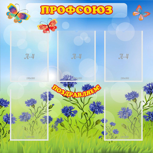 Стенд "Профсоюз" с 5 карманами - fgospostavki.ru - Верхняя Пышма