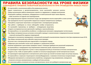 Таблица "Правила безопасности на уроке физики" (100х140 сантиметров, винил) - fgospostavki.ru - Верхняя Пышма