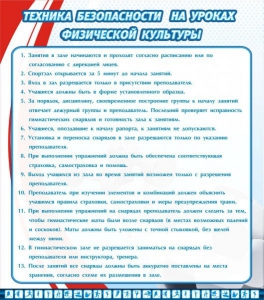 Стенд "Техника безопасности на уроках физкультуры" - fgospostavki.ru - Верхняя Пышма