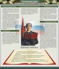 Стенд "Уставы. Закон военной службы. Военная присяга" - fgospostavki.ru - Верхняя Пышма