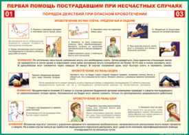 Таблица "Порядок действий при опасном кровотечении" (100х140 сантиметров, винил) - fgospostavki.ru - Верхняя Пышма