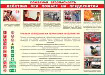 Таблица "Действия при пожаре на предприятии" (100х140 сантиметров, винил) - fgospostavki.ru - Верхняя Пышма