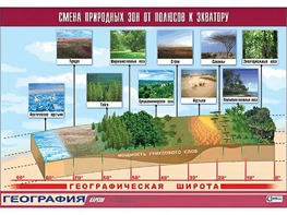 Таблица демонстрационная "Смена природных зон от полюсов к экватору" (винил 100*140) - fgospostavki.ru - Верхняя Пышма