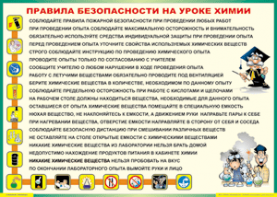 Таблица "Правила безопасности на уроке химии" (100х140 сантиметров, винил) - fgospostavki.ru - Верхняя Пышма