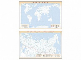 Фрагмент (демонстрационный) маркерный (двухсторонний) "Карта мира и Российской Федерации" (немая) с комплектом тематических магнитов - fgospostavki.ru - Верхняя Пышма
